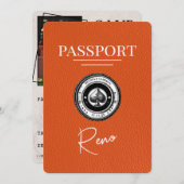 オレンジ色のReno Passport日付の保存 セーブザデート (正面/裏面)