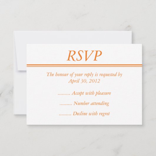 オレンジ色のRSVP、返信カード、または返信カード 出欠カード (正面)