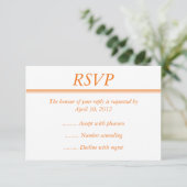 オレンジ色のRSVP、返信カード、または返信カード 出欠カード (スタンド正面)