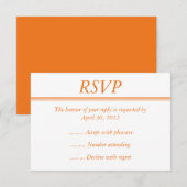 オレンジ色のRSVP、返信カード、または返信カード 出欠カード (正面/裏面)