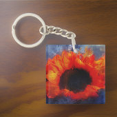 オレンジ色ひまわりキーチェーン キーホルダー