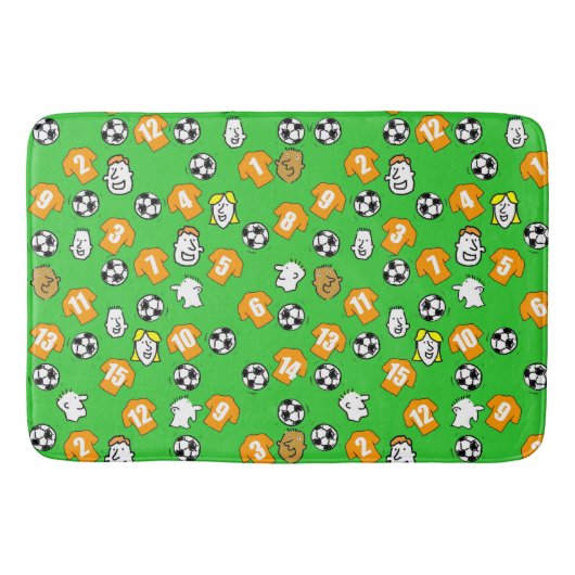 オレンジ色または古い金ゴールドのサッカーシャツ バスマット (正面)