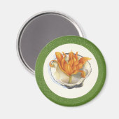 オレンジ色アクセント付き緑海灰皿 マグネット (正面/裏面)