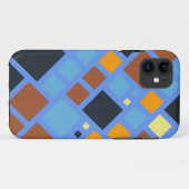 オレンジ色イエローブラウンレトロモダンの正方形パターン Case-Mate iPhoneケース (裏面(横))