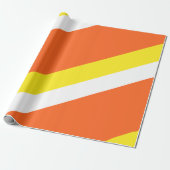 オレンジ色イエローホワイトストライプのキャンディーコーン色 ラッピングペーパー (アンロールド)