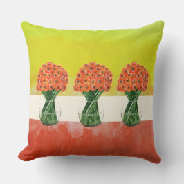 オレンジ色イタリアン黄色ラヌンキュラス水色 アウトドアクッション