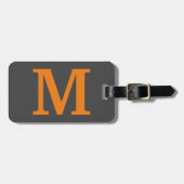 オレンジ色イニシャル文字/モノグラム ラゲッジタグ (正面横)