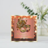 オレンジ色エレガントの輝くライト《写真》ぼけ味仮装 招待状 (スタンド正面)