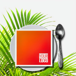 オレンジ色グラデーションの追加ロゴのナプキン スタンダードカクテルナプキン