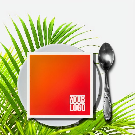 オレンジ色グラデーションの追加ロゴのナプキン スタンダードカクテルナプキン