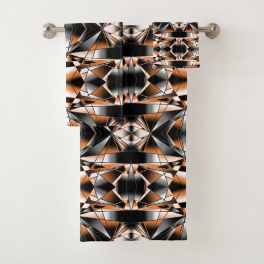 オレンジ色グラデーション塗り潰し機械的スケッチ バスタオルセット (インサイチュ)
