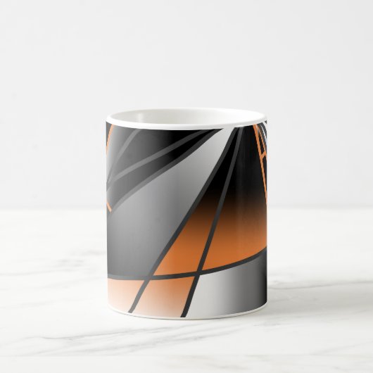 オレンジ色グラデーション塗り潰し機械的デザイン コーヒーマグカップ (中央)