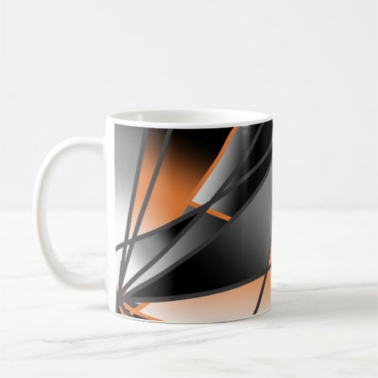 オレンジ色グラデーション塗り潰し機械的デザイン コーヒーマグカップ (左)