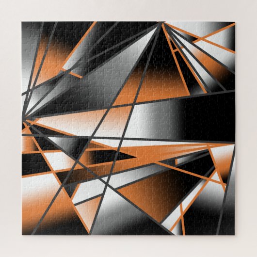 オレンジ色グラデーション塗り潰し機械的デザイン ジグソーパズル (縦)