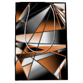 オレンジ色グラデーション塗り潰し機械的デザイン ミディアムペーパーバッグ (正面)