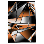 オレンジ色グラデーション塗り潰し機械的デザイン ミディアムペーパーバッグ (裏面)