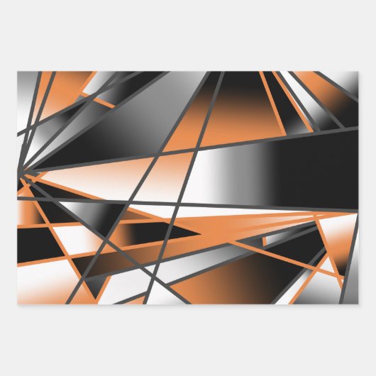 オレンジ色グラデーション塗り潰し機械的デザイン ラッピングペーパーシート (正面2)