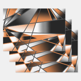 オレンジ色グラデーション塗り潰し機械的デザイン ラッピングペーパーシート