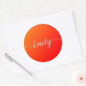 オレンジ色グラデーション – 名前の追加クラシックラウンドステッカー ラウンドシール (封筒)