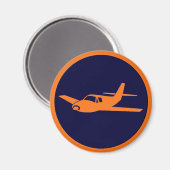 オレンジ色シンプルのネイビーブルーの飛行機磁石 マグネット (正面/裏面)