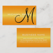オレンジ色ステンレス鋼モノグラム 名刺 (正面/裏面)