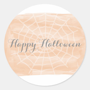 オレンジ色スパイダーウェブハロウィンステッカー ラウンドシール