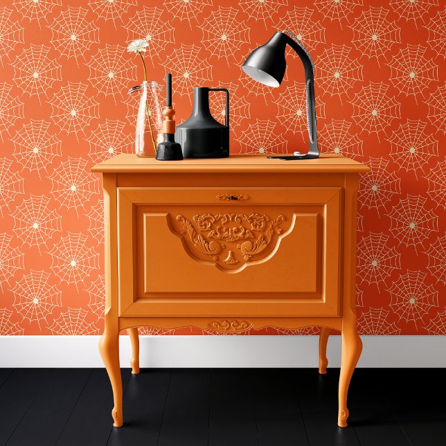 オレンジ色スパイダーウェブハロウィーン 壁紙 (クリエイターアップロード済み)
