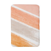 オレンジ色タンピンクストライプのス絵を描クスウォッチ バスマット (正面縦)