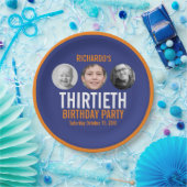 オレンジ色ダークブルー30th30の写真3誕生日 ペーパープレート (パーティー)