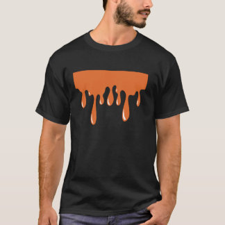オレンジ色チョコレートドリップケーキハロウィーンの衣装 Tシャツ