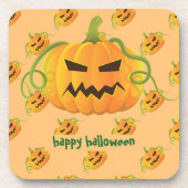 オレンジ色ハロウィーンカボチャのシームレスパターン コースター (正面)