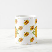 オレンジ色ハロウィーンカボチャのシームレスパターン コーヒーマグカップ (中央)