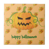 オレンジ色ハロウィーンカボチャのシームレスパターン タイル (正面)