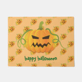 オレンジ色ハロウィーンカボチャのシームレスパターン ドアマット (正面)