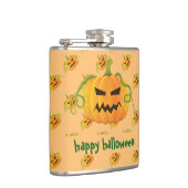 オレンジ色ハロウィーンカボチャのシームレスパターン フラスク (右)