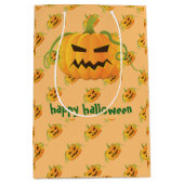 オレンジ色ハロウィーンカボチャのシームレスパターン ミディアムペーパーバッグ (正面)