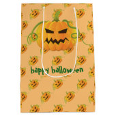 オレンジ色ハロウィーンカボチャのシームレスパターン ミディアムペーパーバッグ (裏面)