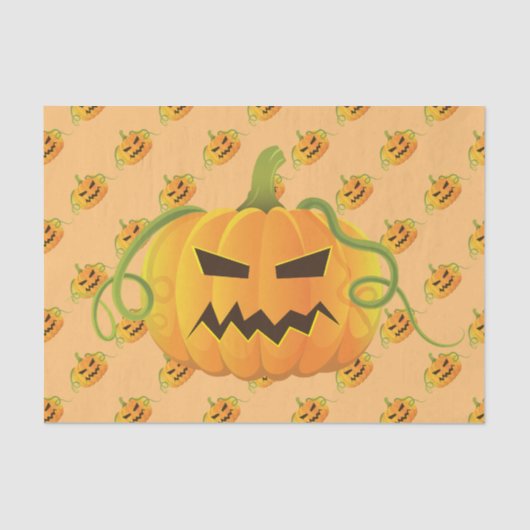 オレンジ色ハロウィーンカボチャのシームレスパターン 薄葉紙 (正面)