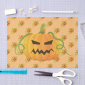 オレンジ色ハロウィーンカボチャのシームレスパターン 薄葉紙 (クラフト)