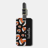 オレンジ色バレーボールのスポーツパターン ラゲッジタグ (正面縦)