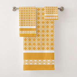 オレンジ色パッチワーク バスタオルセット