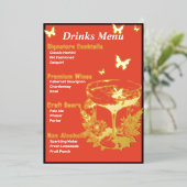 オレンジ色ピンクの金ゴールドを塗った飲料メニュー 箔シーズンカード (立ち正面)