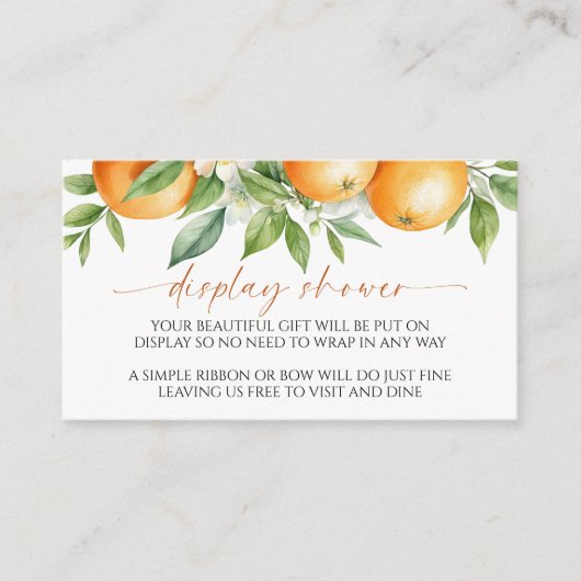 オレンジ色フローラ表示赤ちゃんシャワー囲いカード エンクロージャーカード (正面)