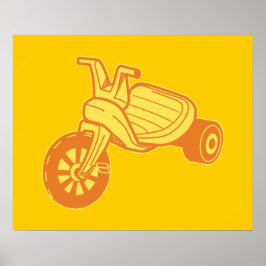 オレンジ色プラスチック三輪車グラフィック ポスター