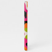 オレンジ色ホットピンクブラックアモルファス形状アートパターン iPhoneケース (右側)