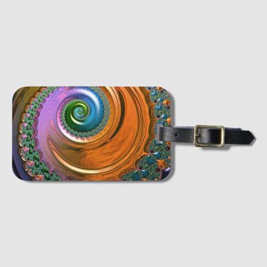 オレンジ色マンデルブロー渦巻きラゲッジタグ ラゲッジタグ (正面横)