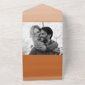 オレンジ色ミニマルモダン結婚色 オールインワン招待状 (外側)