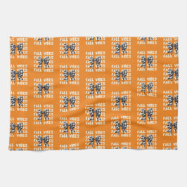 オレンジ色秋の色パターン | キュート秋ビベス キッチンタオル