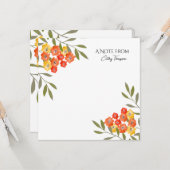 オレンジ色素朴黄色の水色フローラノートカード カード (正面/裏面インサイチュ)