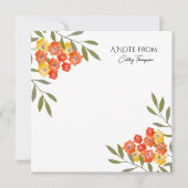 オレンジ色素朴黄色の水色フローラノートカード カード (正面)